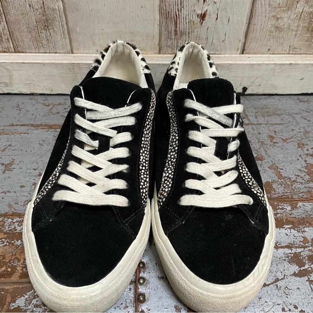 Madewell Sidewalk Low Top Sneakers in Suede and Spot Calf Hair - Picture 4 of 16